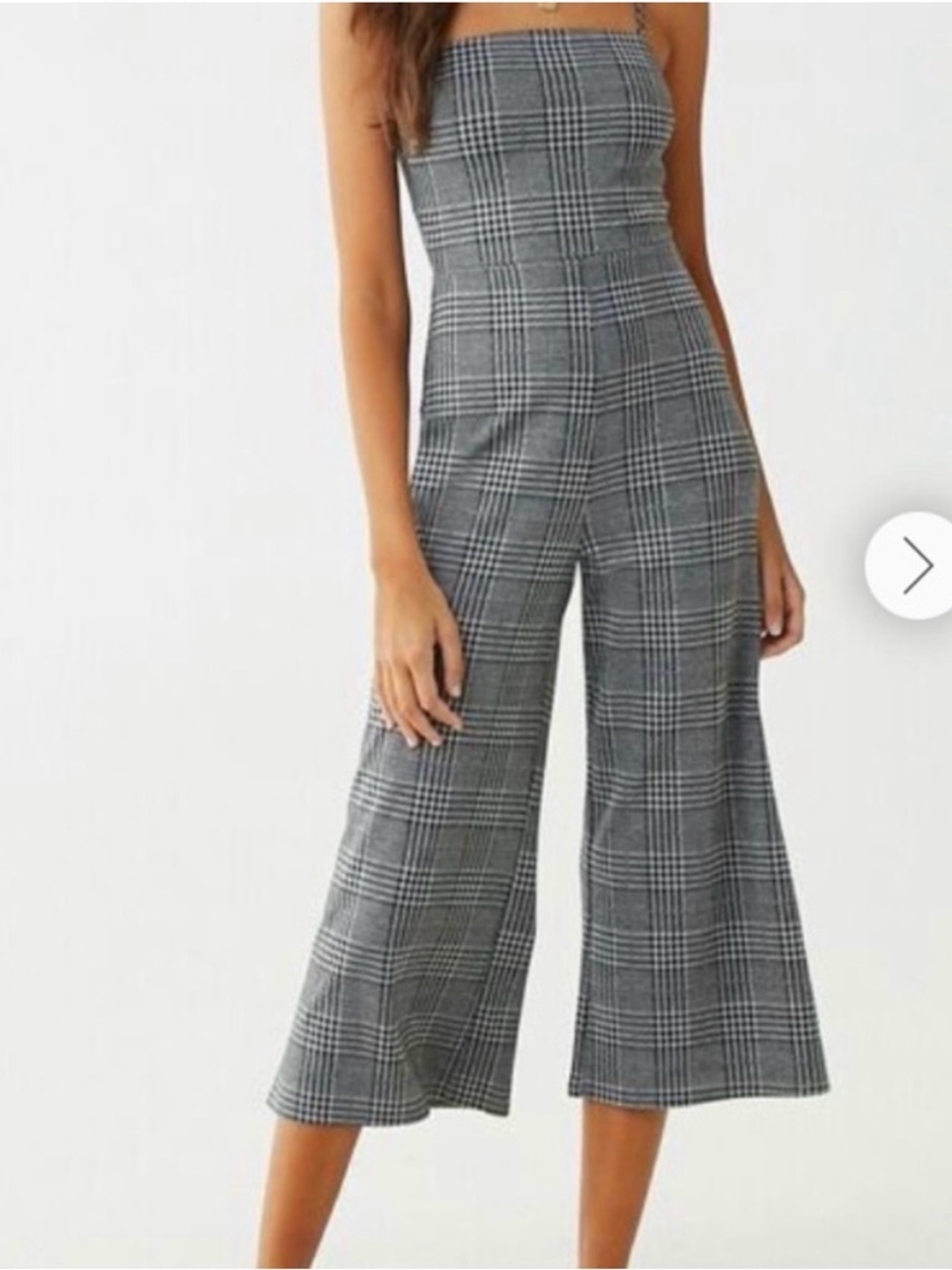 Sninestar capri Black & White Plaid Jumpsuit